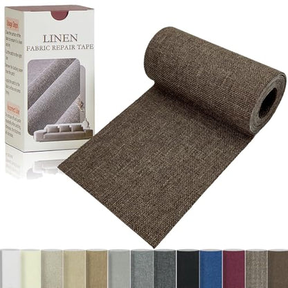Gheeidau Linen Repair Tape 4x70 Inch Self-Adhesive Couch Patch Repair Fabric Patch for Furniture,Sofas,Cushion,Chairs,Bags,Linen Goods(Dark Brown) - color: Dark Brown
