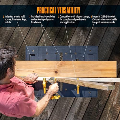 Express Folding Worktable, Easy Setup Portable Folding Workbench, 34" W x 24" D Lightweight Versatile Worktable with 1650 Lbs Load Capacity Work Benches for DIY Home Improvements Professional Worksite