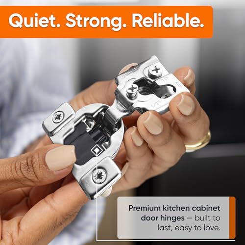 Decobasics 4 Pack Soft Close Cabinet Hinges – 1/2" Overlay for Kitchen Cabinet Doors, Slow Self-Closing Concealed Hidden Hinges for Face Frame –Stainless Steel, 3-Way Adjustable & Quiet Close Damper - size: 1/2 Inch