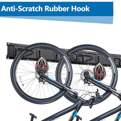 Sinoer Bike Storage Rack,Bike Wall Rack, 6 Bike Rack Wall Mount bicycle rack for garage Garage Organize,Vertical Bike Rack-5 Helmets Hook - style: 6 Bikes - 20 inch - 3 Panels