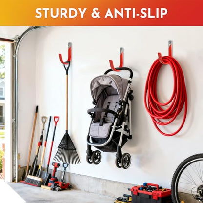 1 Pack Heavy Duty Wall Mount Garage Hooks with Anti-Slip PVC Coating Iron Storage Hooks,Garage Hanger Utility Hooks Indoor Outdoor Organizer for Hanging Bike Ladder Garden Tool - size: 1 Pack