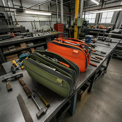 Organizer Tool Pouch - 2 Pack with Zipper Waterproof Utility Multi Compartments Small Tool Bag - color: Orange Green