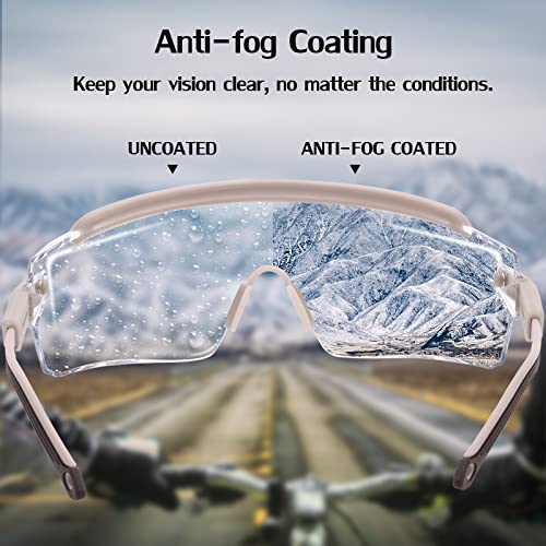UKNOW Safety Goggles Over Glasses, Safety Glasses Anti Fog Wraparound Eye Protection, Protective Eyewear ANSI Z87.1 - color: Tiramisu