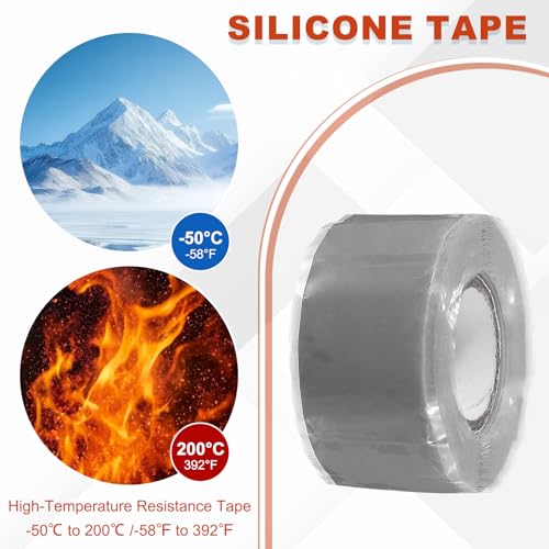 uxcell 2 Pcs Self Fusing Silicone Tape, 1" x 10ft Waterproof Water Leak Sealing Tape for Plumbing Pipe Hose Repair Handles, Grey - color: Grey, size: 1" x 10ft