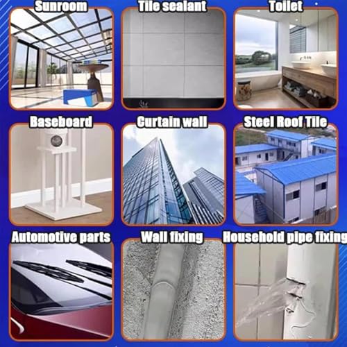 9900 Waterproof Silicone Instant Bond Flexible Sea Temperature Resistance UV-Resistant Adhesive for Roof RV Bathroom Concrete Construction Driveway Marine Window Industry Tile Floor - color: Gloss white