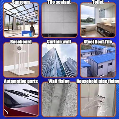 9900 Waterproof Silicone Instant Bond Flexible Sea Temperature Resistance UV-Resistant Adhesive for Roof RV Bathroom Concrete Construction Driveway Marine Window Industry Tile Floor - color: Gloss white