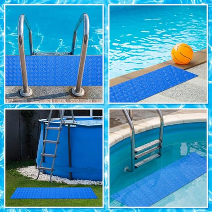 Breling 9" x 36" Swimming Pool Ladder Mat, Protective Pool Ladder Pad Step Mat with Non Slip Texture for Above Ground Swimming Steps Liners and Stairs(Striped) - size: 9" X 36", style: Striped
