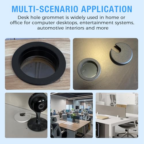 8 Pcs Desk Grommet 2" (50 mm), Desk Cord Hole Cover, Cable Grommet ABS Plastic, Desk Hole Grommet for Office and Home Table Cable, Detachable Cable Cord Organizer, Black - size: 2" (50 mm), style: 8 pcs Black