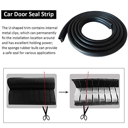 Automotive Weather Stripping Door Seal, 66 FT Car Door Rubber Seal Strip Trim Seal Gasket with Side Bulb for Cars Trucks Boats RVs and Home Applications - size: 66Ft