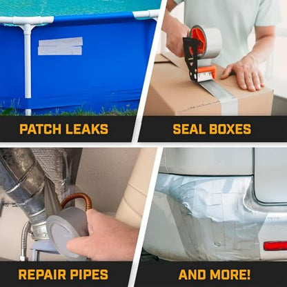 Heavy Duty Waterproof Repair Tape Strong Adhesive Multipurpose Fixing Roll for Wall Plastic Glass Wood Metal Carpet Stone Silver Gray Synthetic Rubber 1 Roll Width 1.57in Length 787.4in