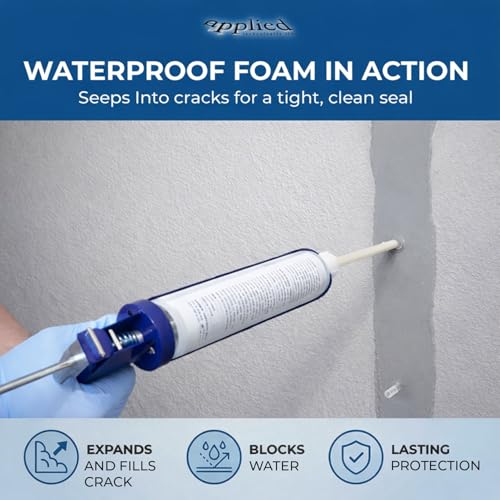 20' Fast Set Foundation Crack Repair Injection Kit, Hydra Stop 300 Expanding Polyurethane Foam Concrete Crack Filler, Basement Wall Leak Sealant, Waterproof Repair System for Wet Basement Solutions