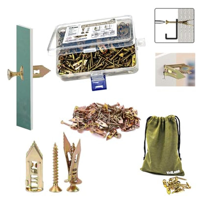 Self Drilling Drywall Anchors and Screws Kit,2026 New Heavy Duty Wall Anchors,No Drill or Holes in Wall Mounting Hardware Repair Tools for Pictures and Furniture,TV, Shelf Straps (100, 1.57IN) - size: 1.57IN