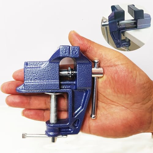 MYTEC Mini Table Clamp, 2.4" blue, Small Bench Vice, Upgraded cast steel manufacturing Jewelers Hobby Clamps Craft Repair Tool Portable Work Bench Vise - style: Mini 2.4" blue