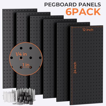 INCLY 48x36 Inch Metal Peg Board Kit with 1/4" Pegboard Hooks Accessories, 6PCS Peg Board Panels and 234PCS Black Pegboard Wall Organizer Tool Storage System for Garage Workbench Shed - size: 48x36 Inch