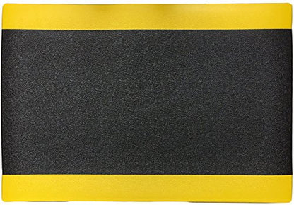 Portico Systems 18020306T Comfort Step 3/8" Anti-Fatigue Mat with Pebble Emboss, Black with Yellow Border, 2" x 3" - size: 2' x 3'