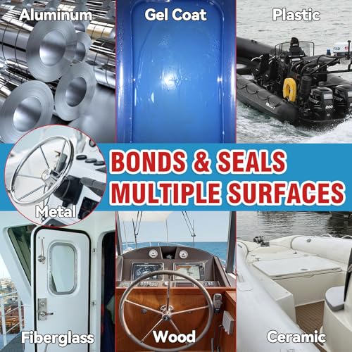 Black Marine Sealant, High Bond Strength Marine Silicone Sealant, Fast Cure, UV Resistant, Waterproof Marine Adhesive for Boats, Hulls, Decks, 3.38 oz