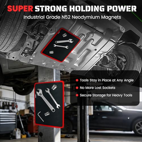 Strong Magnetic Tool Mat Magnetic Parts Tray with Anti-Slip Backing Heavy Duty with Powerful Magnets for Organizing Screws Nuts Bolts Small Tools - Workshop, Garage, DIY-Red 1PCS