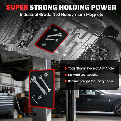 Strong Magnetic Tool Mat Magnetic Parts Tray with Anti-Slip Backing Heavy Duty with Powerful Magnets for Organizing Screws Nuts Bolts Small Tools - Workshop, Garage, DIY-Red 1PCS