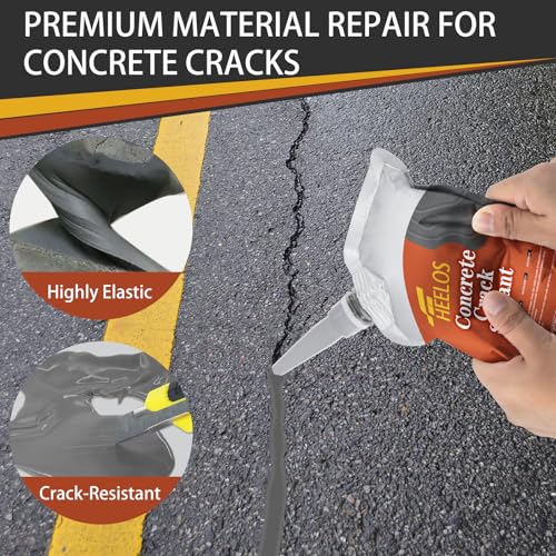 Concrete Crack Filler Self Leveling,6 Pack Slab Concrete Crack Sealant, High Elasticity Cement Crack Filler Repair Sealer, Waterproof Sealing Caulking Adhesive for Driveway, Patio, Sidewalk(Grey) - style: 6Pack-6.6LB