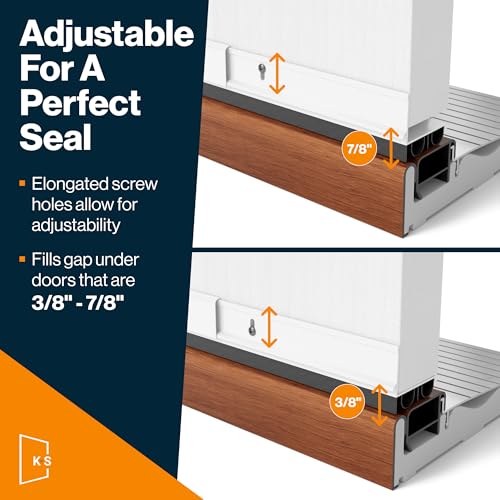 Patent Pending, Adjustable Double Bubble Door Sweep, Draft Stopper, Under Door Seal for Exterior Doors, 1 3/4" x 32", White (32 inch 2 pk) - size: white 32 inch 2 pk