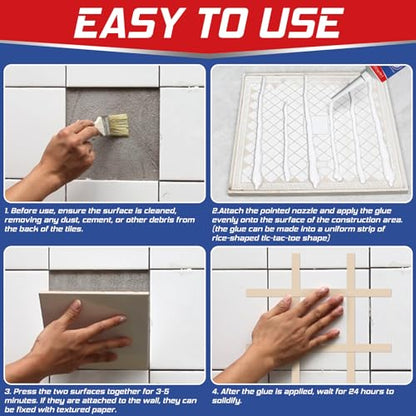 Yeardera Heavy Duty Construction Adhesive, 7.4 Ounce Cement Glue Squeeze Tube, Versatile Construction Glue for Tile, Floor, Stone, Wood, Wall & More, Pack of 1 (CZJS-001)