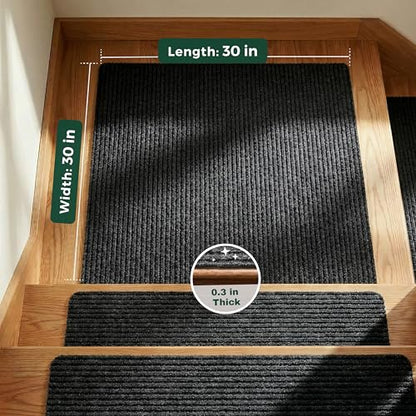MBIGM Non-Slip Carpet Stair Tread Mat 30" x 30" Landing Rug-Matching Mat Non-Skid Safety Rug Slip Resistant - Black - color: Black, size: 2'6" x 2'6" - 1 pcs