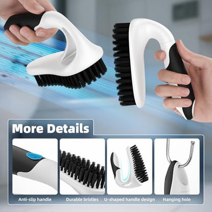 Cleangor Scrub Brush Set, Heavy Duty Scrub Brushes Crevice Cleaning Brush with Stiff Bristles, 3 Different Brushes Included for Household Use, Grout, Tile, Bathroom, Kitchen, Bathtub, Floor
