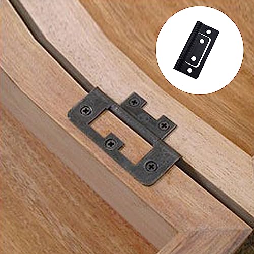 Bi-Fold Door Hardware 8 Pack Non-Mortise Door Hinges Heavy Duty Bifold Butt Cabinet with Mounting Screws Stainless Steel Ball Bearing Black