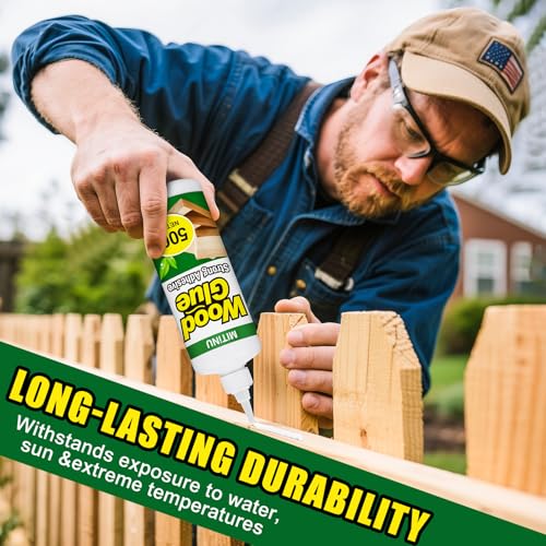 Wood Glue 17.6 oz/500 g, High-Capacity Super Glue for Woodworking, Waterproof Strong Wood Glue for Furniture Heavy Duty, Waterproof Glue for Crafts, Furniture, Wood Floor, Baseboard, cabinets, Door