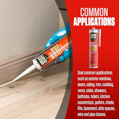 Great Stuff 100% Silicone Caulk - Clear RTV Silicone Sealant, All Purpose Sealant, Outdoor Caulking Weatherproof, Silicone Caulk Clear, Bathroom Caulk, Silicone Sealant, 10.1 oz