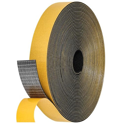 32Feet Weather Stripping Seal (1 Inch X 1/16 Inch) for Door Window, High Density Foam Tape, Soundproofing, Insulation Strip, Door Sealers for Door Frame- Black - size: 1 Inch X 1/16 lnch X 32Feet