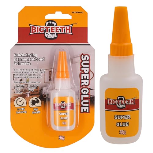 BIGTEETH Super Glue - 0.71oz Strong Super Glue for Home and Office Quick Repairs,All Purpose Adhesive for Ceramics, Porcelains, Plastics,Metals, Wood, Vinyl, Rubber, and More - color: 0.71oz(20g)