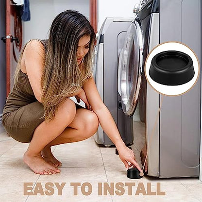 Anti Vibration Pads for Washing Machine, Dryer, Refrigerator, Table, Sofa, Bed & Other Furniture - Black Rubber Round Pads (Set of 8)