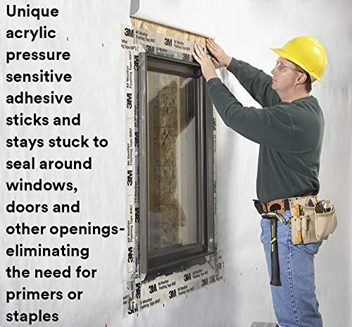 3M All Weather Flashing Tape 8067, 6 in x 75 ft, 1 Roll, Adhesive Backed Split Liner, Prevents Moisture Intrusion, Waterproof Flashing Seals Doors, Windows, Openings in Wood Frame Construction - size: 6 in x 75 ft