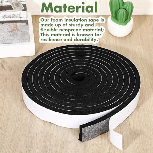 Nuanchu Foam Insulation Tape 1-1/2in Wide x 1/2in Thick x 16.5ft Stripping Neoprene Long Sponge Weather Stripping Foam Strips with Adhesive for Door, Automotive, Air Conditioner Seal(1) - size: 1-1/2in Wide X 1/2in Thick X 16.5ft