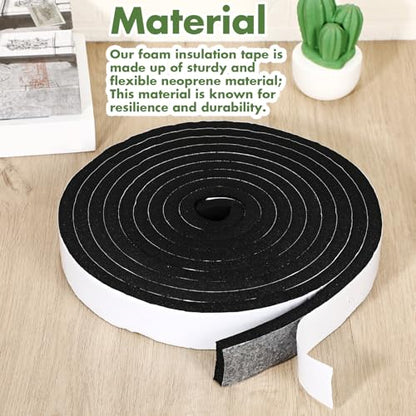Nuanchu Foam Insulation Tape 1-1/2in Wide x 1/2in Thick x 16.5ft Stripping Neoprene Long Sponge Weather Stripping Foam Strips with Adhesive for Door, Automotive, Air Conditioner Seal(1) - size: 1-1/2in Wide X 1/2in Thick X 16.5ft
