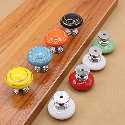 HUAMULAN 10 Pack White Ceramic Knob with Gold Circle Simple Dresser Kitchen Round Cabinet Pulls,Zinc Alloy Base Cupboard Wardrobe Drawer Door Handles,3 Size Screws - color: White with Gold Circle 10PCS
