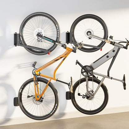 monTEK Swivel Bike Wall Mount, No Heavy Lifting Required Bike Wall Mount, Bike Hangers for Garage, Space-Saving Bike Rack Garage, Easy to Load and Unload, Bike Hanger Can Hold Up to 77 lbs, 2 Pack - style: 2-Pack