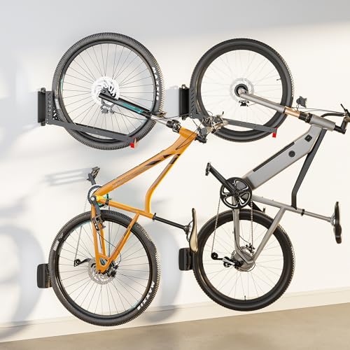 monTEK Swivel Bike Wall Mount, No Heavy Lifting Required Bike Wall Mount, Bike Hangers for Garage, Space-Saving Bike Rack Garage, Easy to Load and Unload, Bike Hanger Can Hold Up to 77 lbs, 2 Pack - style: 2-Pack