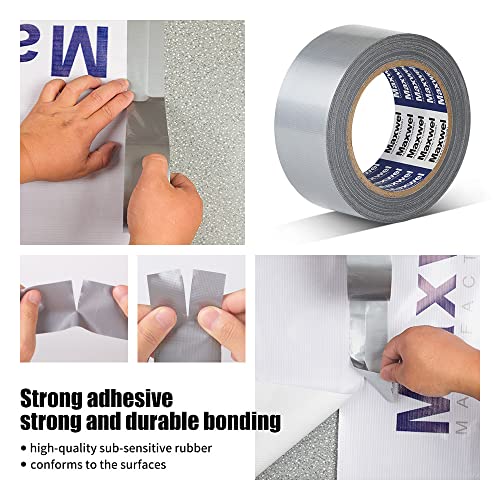 Duct Tape Heavy Duty Waterproof - 1.88 in 35 Yards Tearable Silver Duct Tape No Residue Strong Adhesive for Home Repair Use,Carpet Binding,Bundles - color: Grey