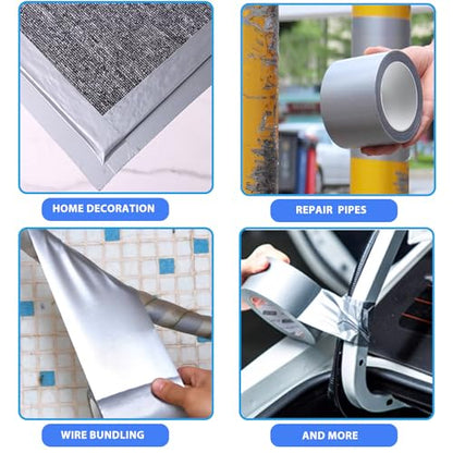 3-Pack Duct Tape Heavy Duty Waterproof Silver, 66 Yards x 1.88 Inch Total Strong Adhesive Duct Tape No Residue Bulk for Home Use, DIY, Projects, Outdoor Repairs Tear by Hand - color: Silver