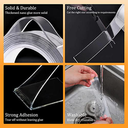 Double Sided Tape for Walls - Removable Poster Tape Mount - Heavy Duty Sticky Tape for Wall Hanging Pictures - Traceless, Washable Adhesive Tape (4 Rolls, 0.4" x 26ft) - color: 4Rolls,Total(0.4in*26FT)