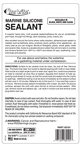 STAR BRITE Marine Silicone Sealant - Waterproof, Durable, UV Resistant, for Fiberglass, Metal, Wood, Glass, Ceramic & More