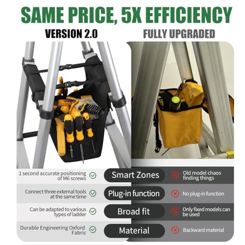 KVI Folding Ladder Tool Tray Bag, Fit A Frame Telescoping Extension Stepladder, No Need Repeated Up-Down Climbs Black - color: Standard Capacity