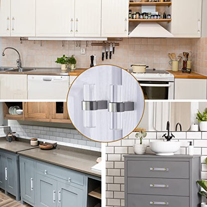 10 Pack Glass Drawer Pulls, Cabinet Handles, Crystal Dresser Pulls(3-3/4 Inch Hole Center), Brushed Nickel - color: Brushed Nickel, size: Hole Center : 3-3/4 Inch (96mm), style: 10 Pack