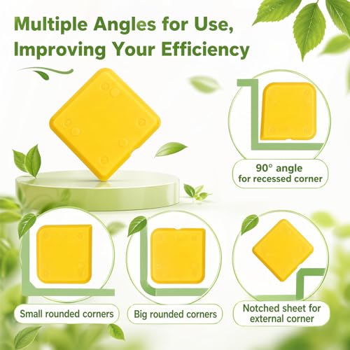 4 Pcs Silicone Caulking Tool Kit Caulk Smoother Caulk Smoothing Tool Sealant Finishing Grout Scraper for Washroom Kitchen Bathroom (2.7x2.7x0.18 in,Yellow)