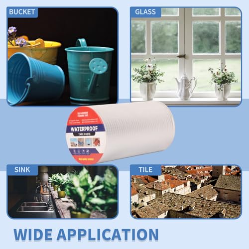 8" W X 16.4'L Waterproof Tape for Leaks Aluminum Butyl Tape with Adhesive for RV Repair, Glass Repairs, Air Mattress Patch, Window Caulking, Boat Sealing, Roof Patching - size: 8in x 16.4ft