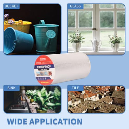 8" W X 16.4'L Waterproof Tape for Leaks Aluminum Butyl Tape with Adhesive for RV Repair, Glass Repairs, Air Mattress Patch, Window Caulking, Boat Sealing, Roof Patching - size: 8in x 16.4ft