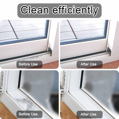 PEUTIER 2pcs Crevice Cleaning Brush, Hard Bristle Window Track Cleaning Tools 2 in 1 Cleaner Scrub Brush Grip Brush Cleaner with Hidden Scraper for Sliding Door Sill Shutter Vents Household