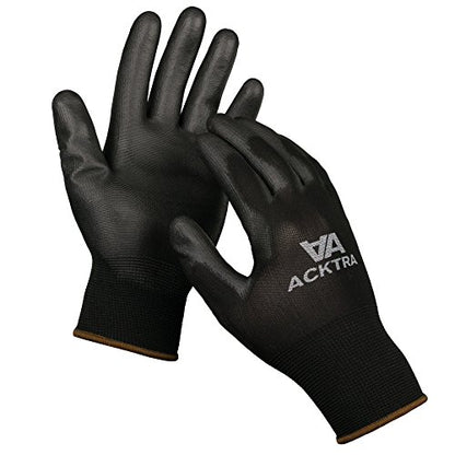 ACKTRA Ultra-Thin PU Safety WORK GLOVES 12 Pairs, WG002 White/White, X-Small - color: White/White, size: X-Small (Pack of 12)